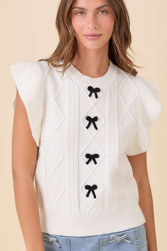 BRITT BOW KNIT TOP