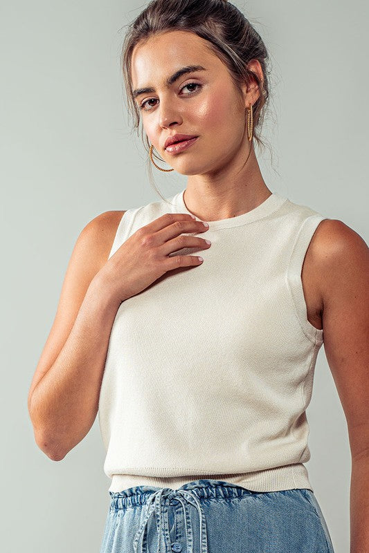 HARMONY RIBBED KNIT TANK - OATMEAL
