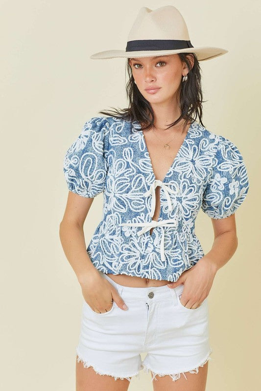 DINA EMBROIDERED CROP TOP