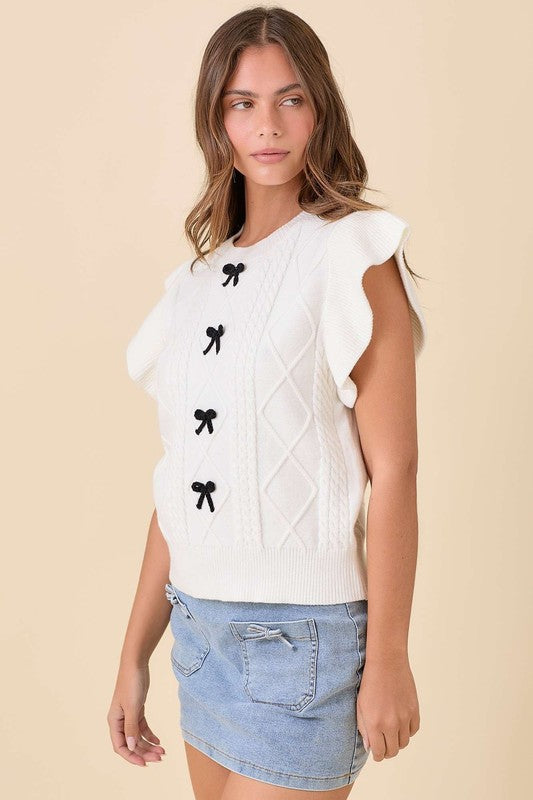 BRITT BOW KNIT TOP