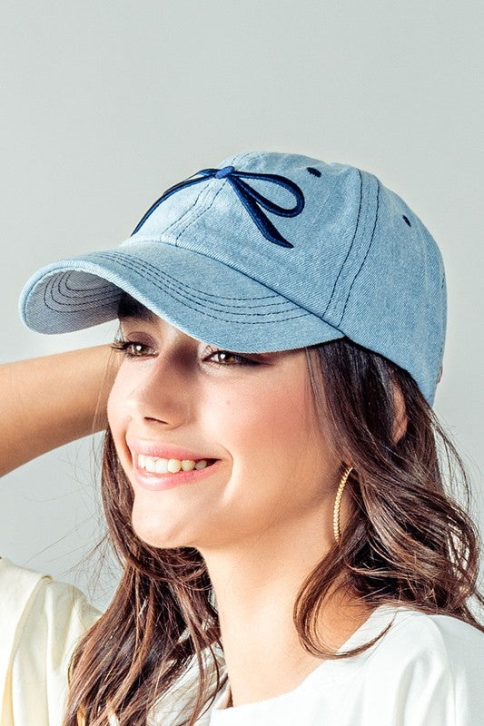 EMBROIDERED BOW CAP