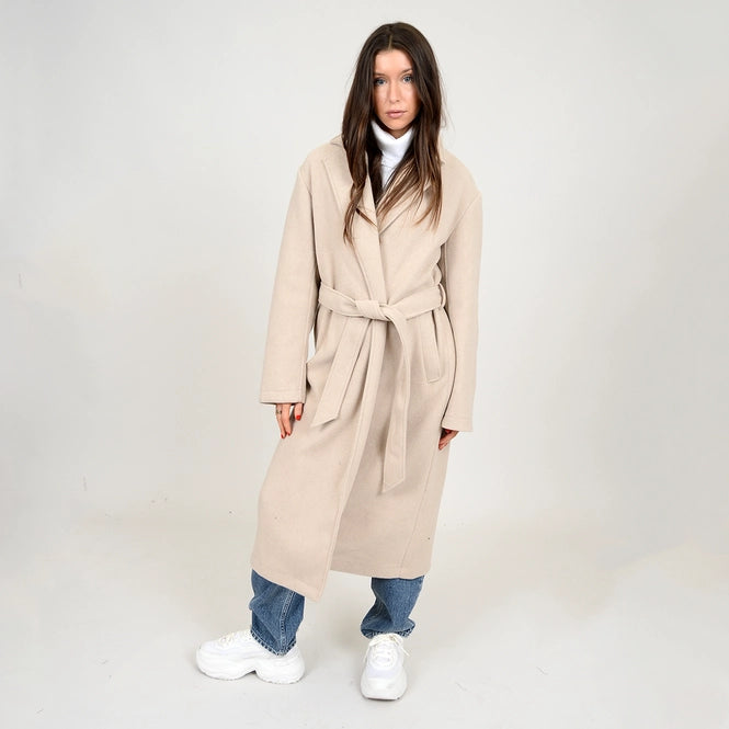 MACIE BELTED COAT - BEIGE MELANGE