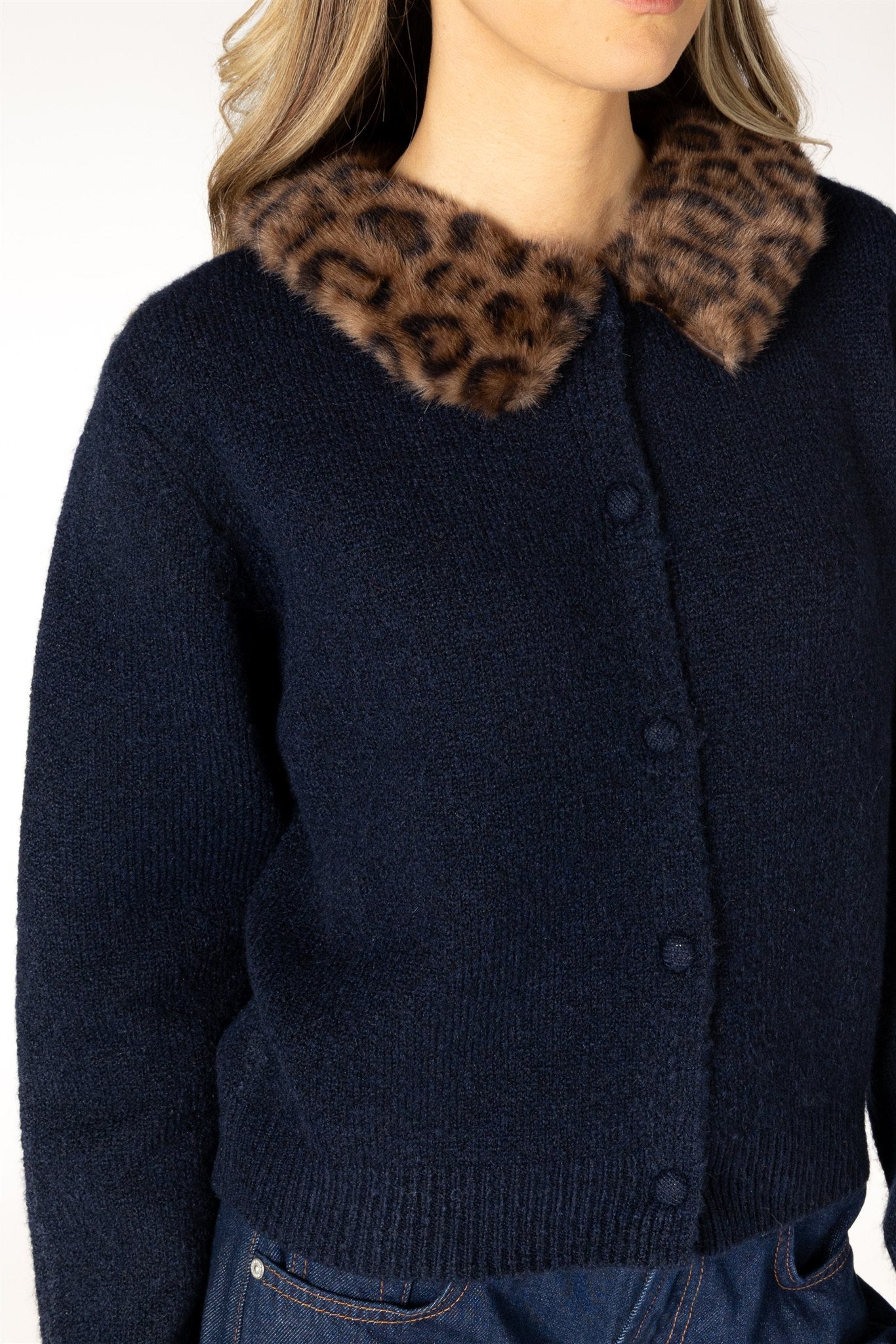 AURORA FUR COLLAR CARDIGAN