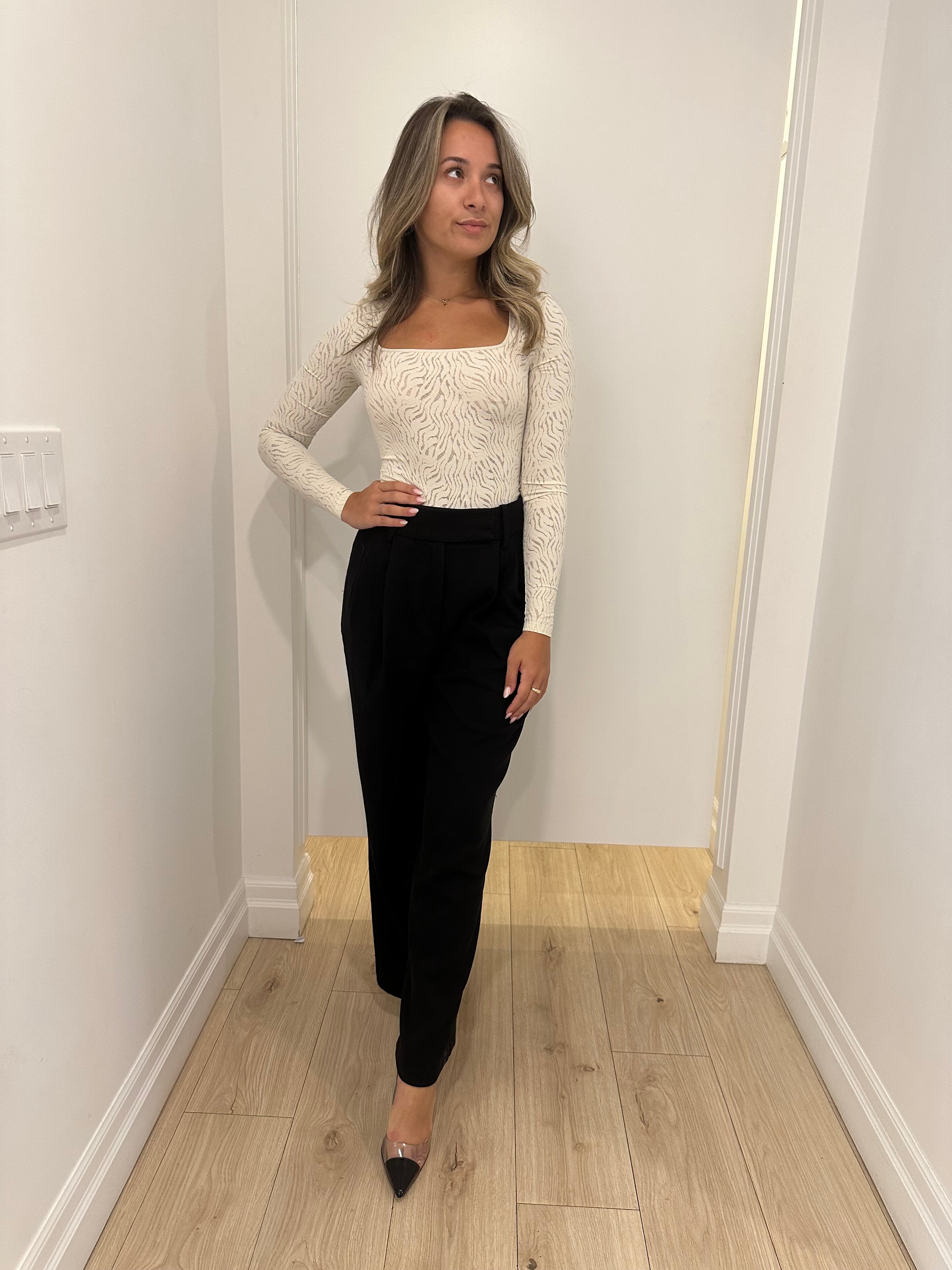 STACY SQUARE NECK BODYSUIT - PARCHMENT