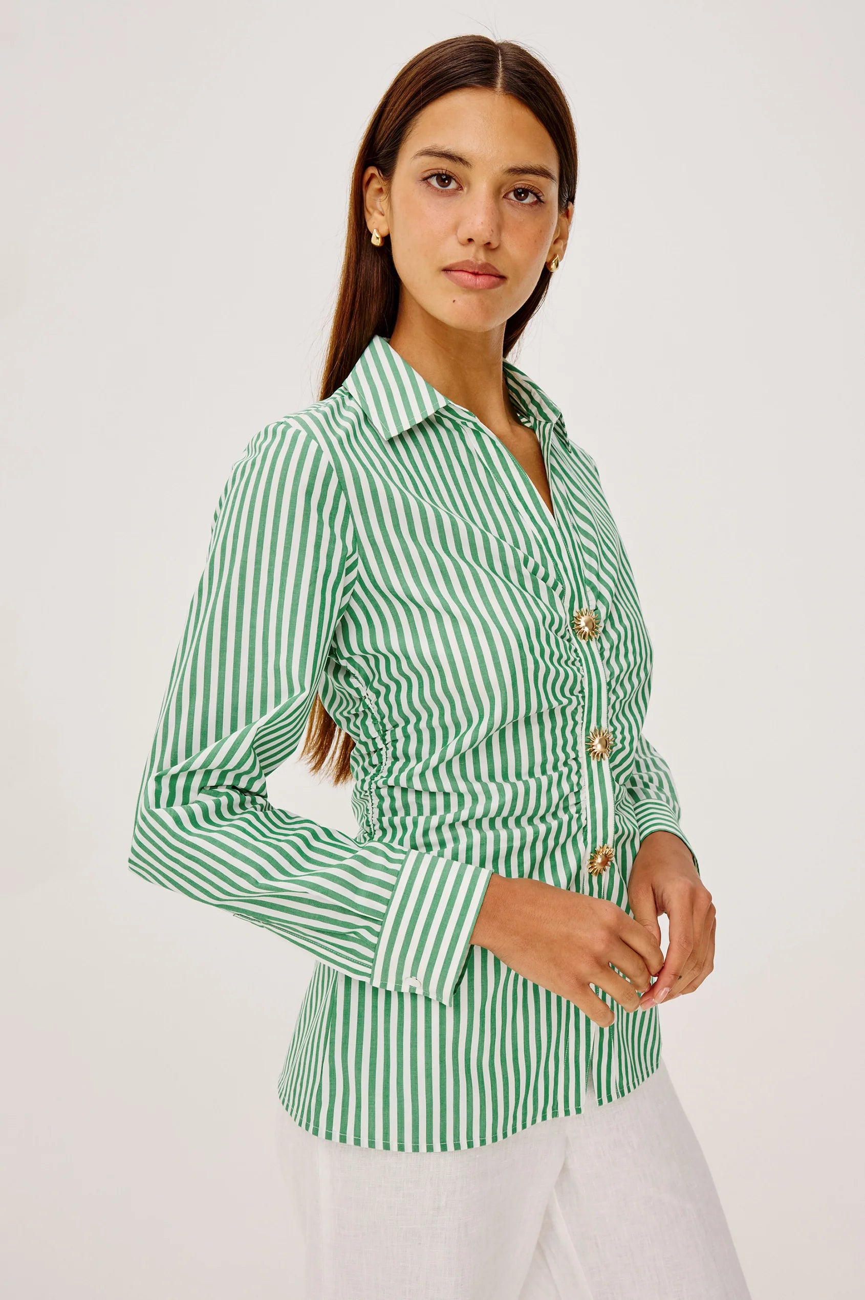 CARALYN SHIRT - EMERALD STRIPE