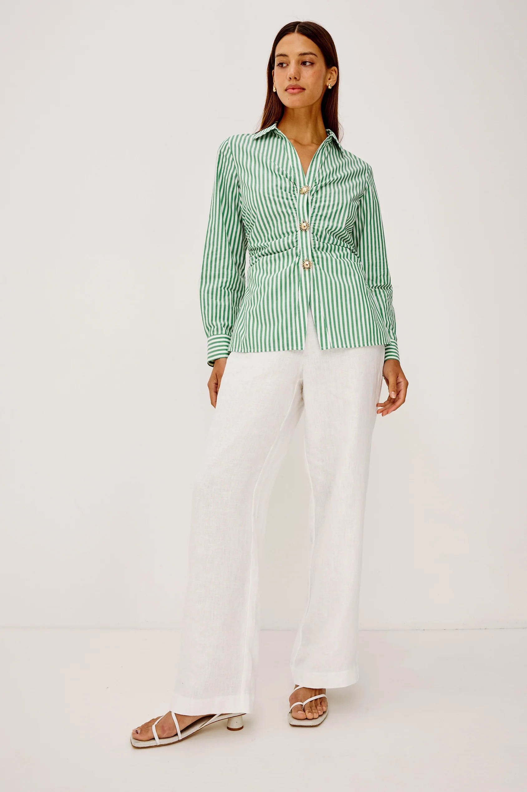 CARALYN SHIRT - EMERALD STRIPE