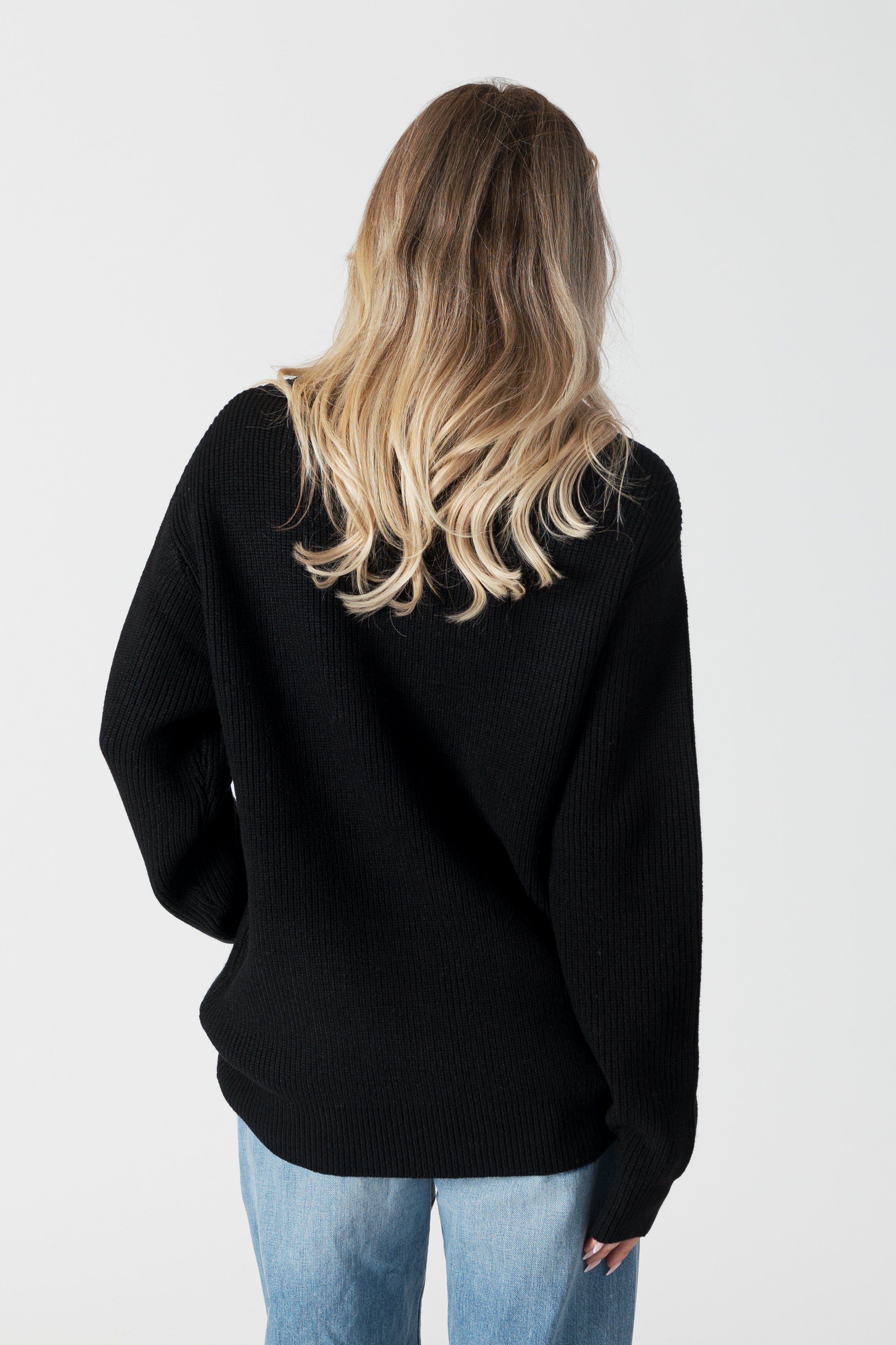 CHADWICK RIBBED MOCKNECK SWEATER - BLACK