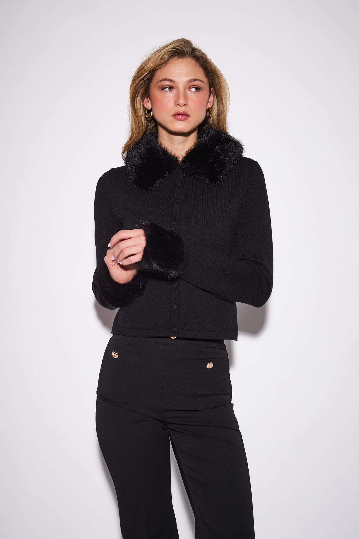 CLEMENTINE CARDIGAN - RICH CAVIAR