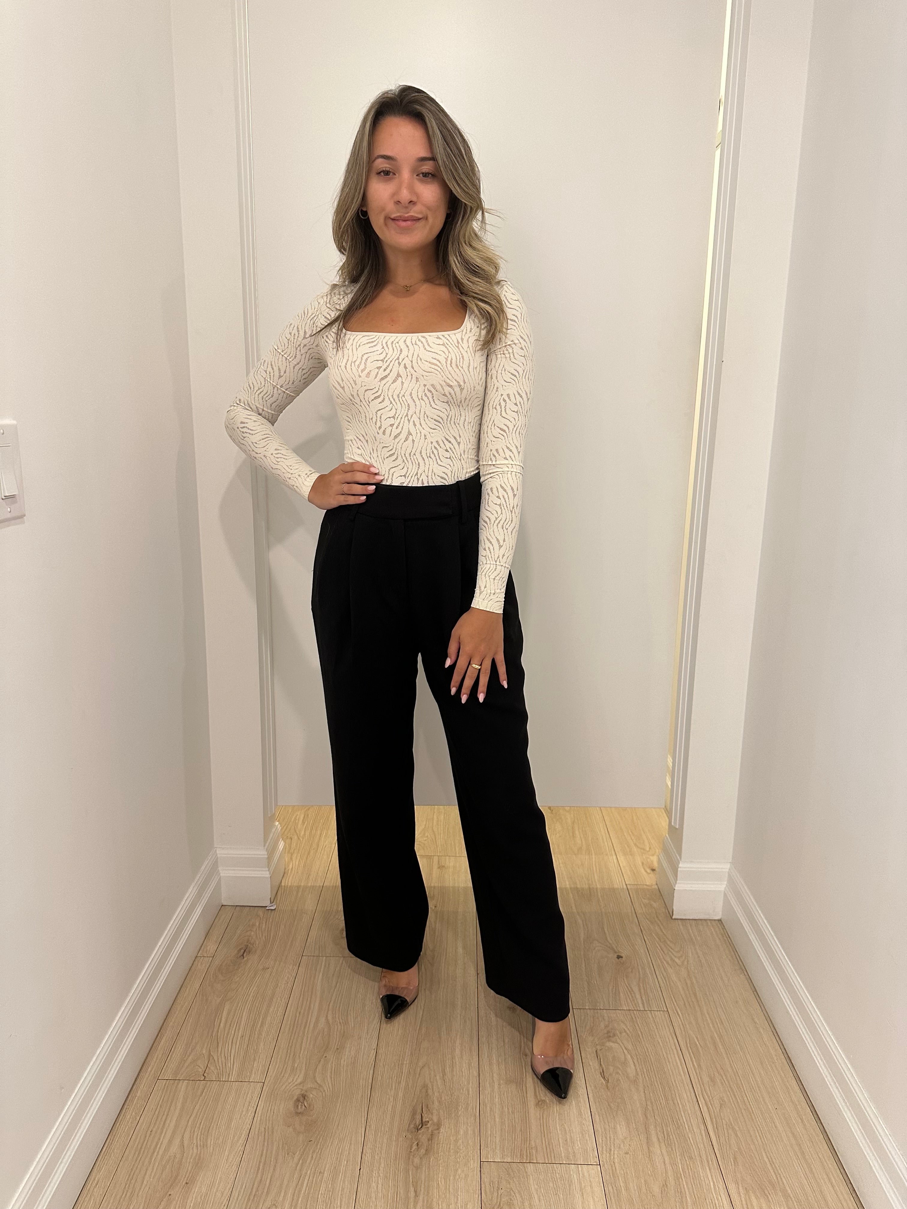 STACY SQUARE NECK BODYSUIT - PARCHMENT