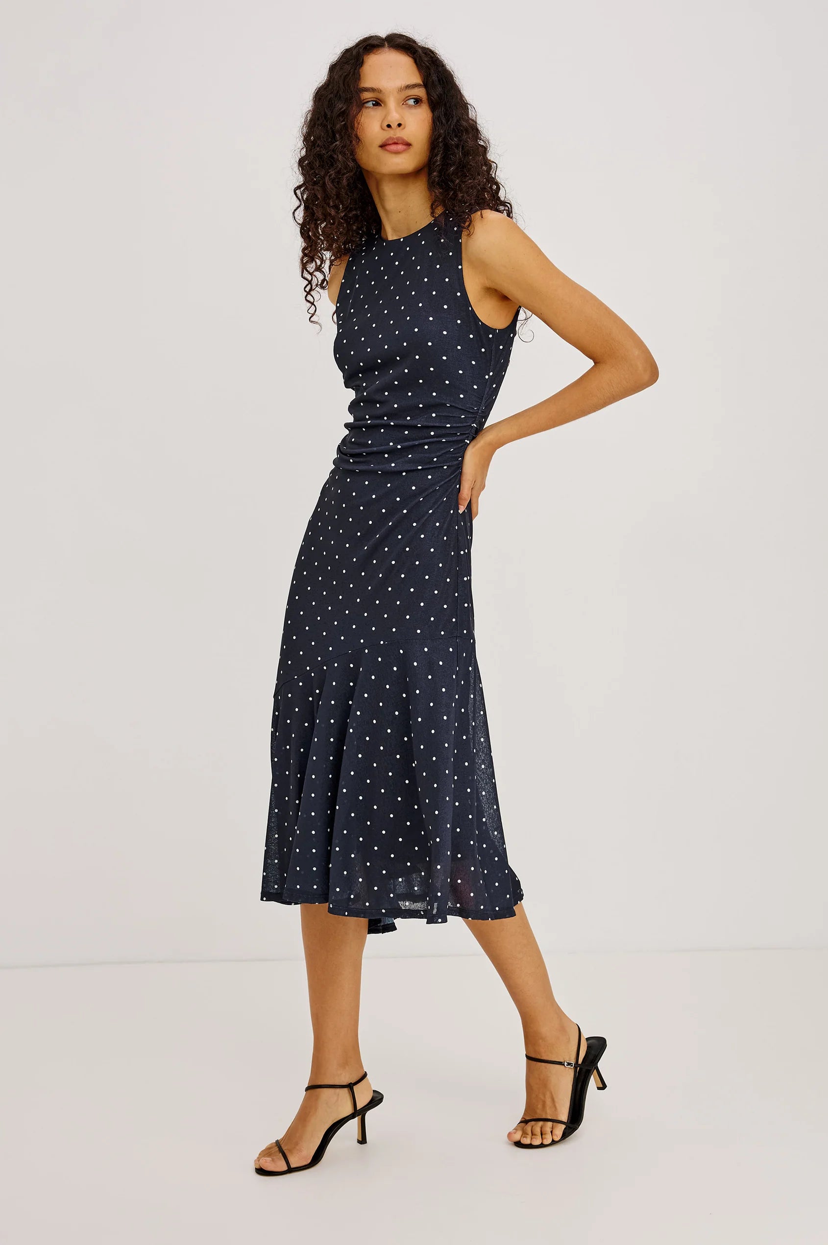 DAIJA DRESS - NAVY POLKA DOTS