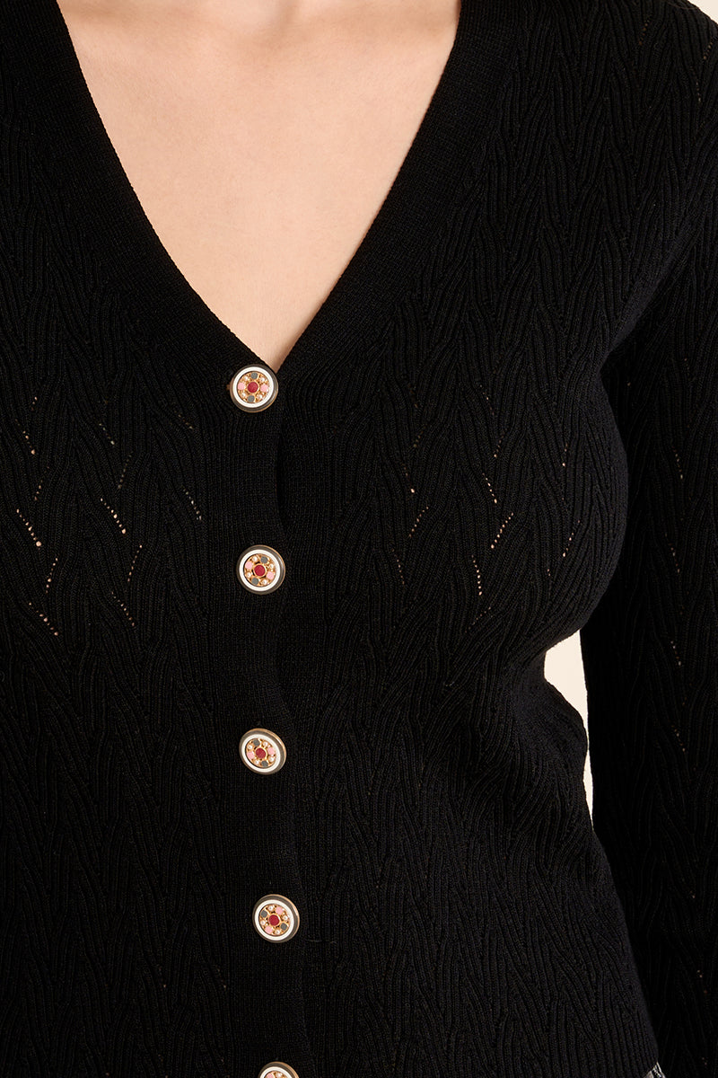 POINTELLE CARDIGAN - NOIR