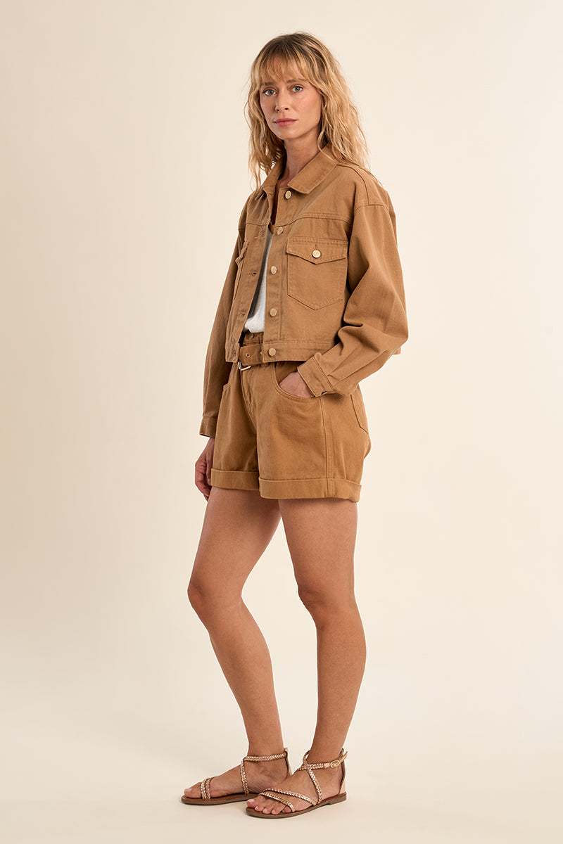 DENIM JACKET - CAMEL