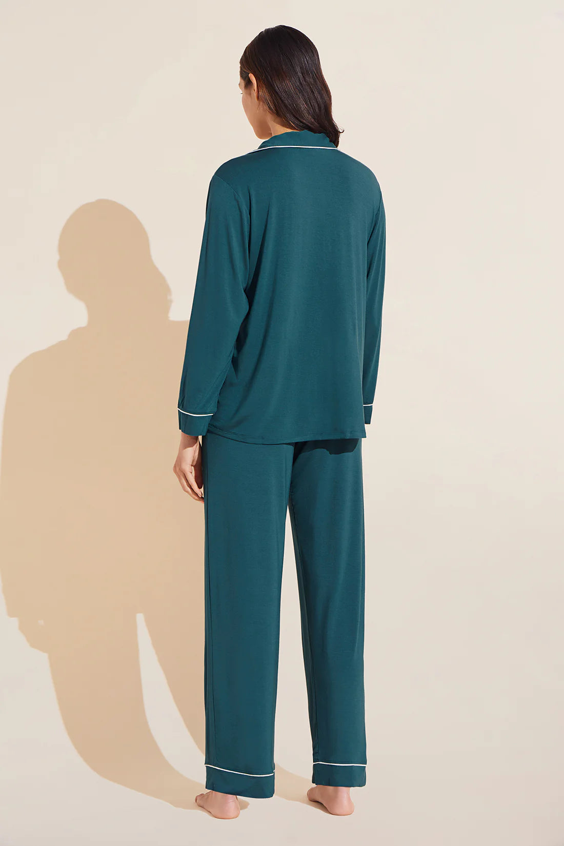 GISELE MODAL LONG PJ SET - EVERGREEN/IVORY