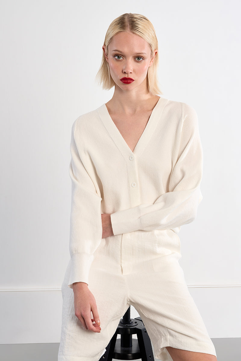 KNIT CARDIGAN - ECRU