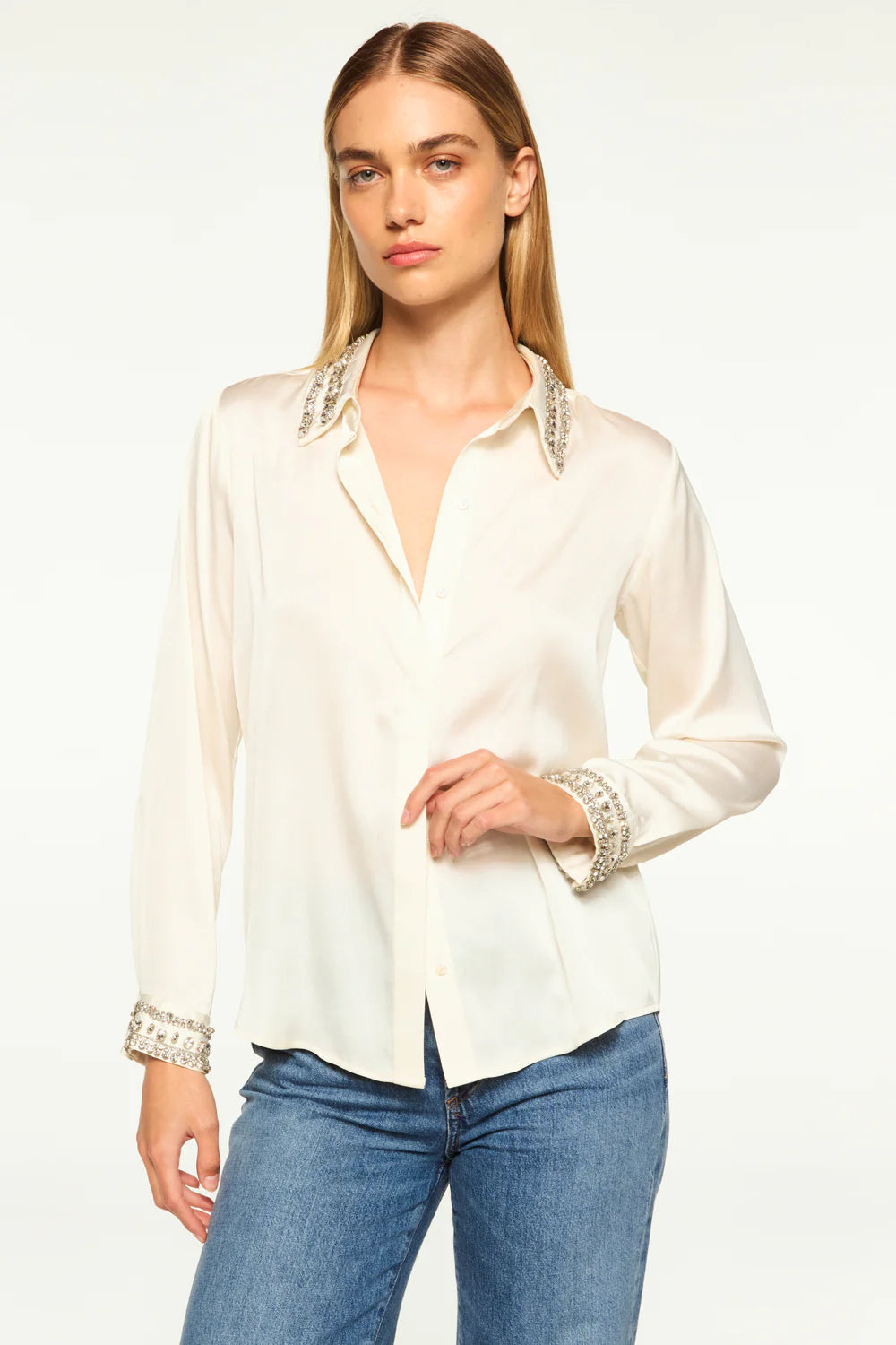 ELLIE TOP - IVORY SATIN