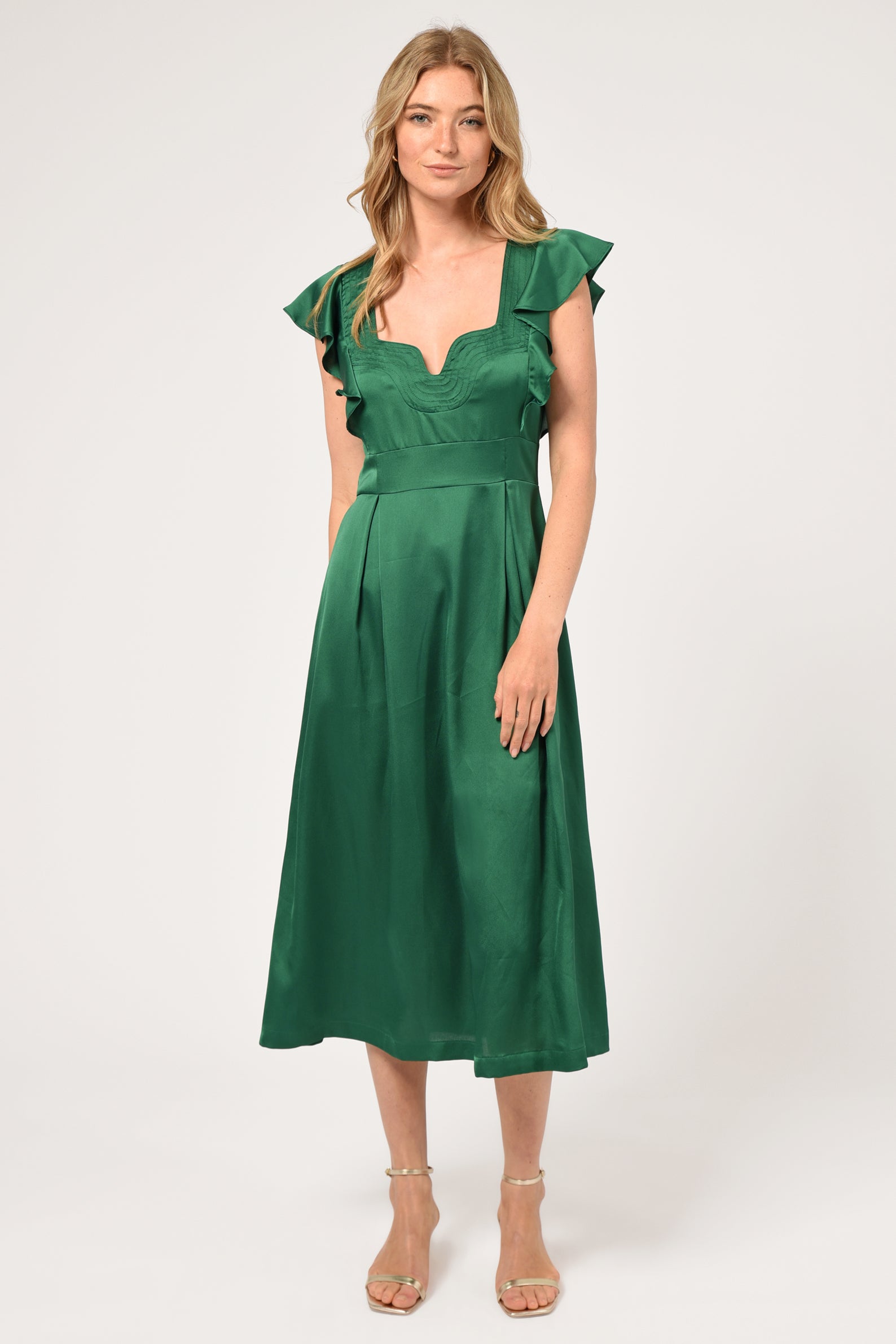 DIANA FLUTTER SLEEVE MIDI DRESS