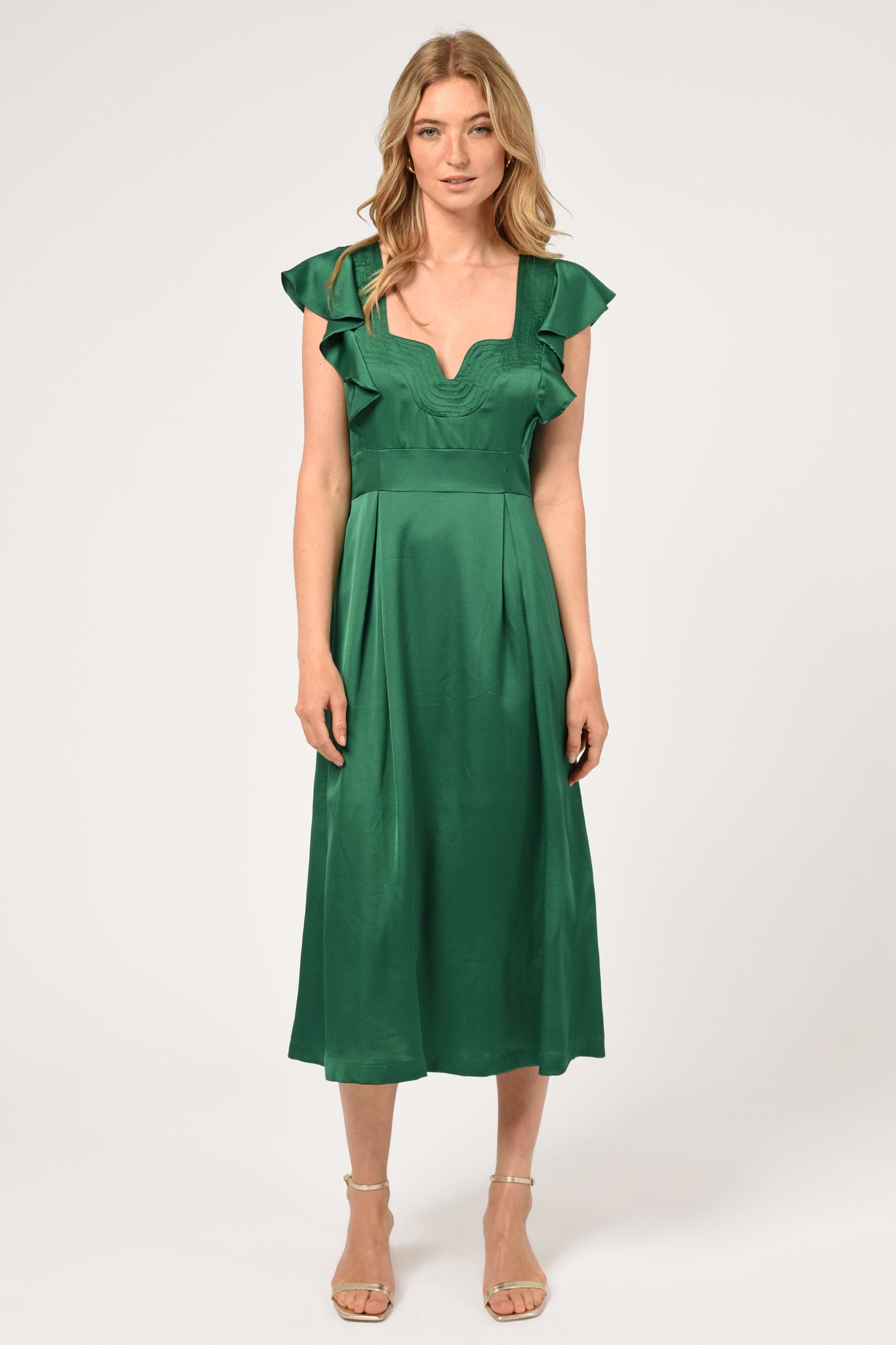 DIANA FLUTTER SLEEVE MIDI DRESS
