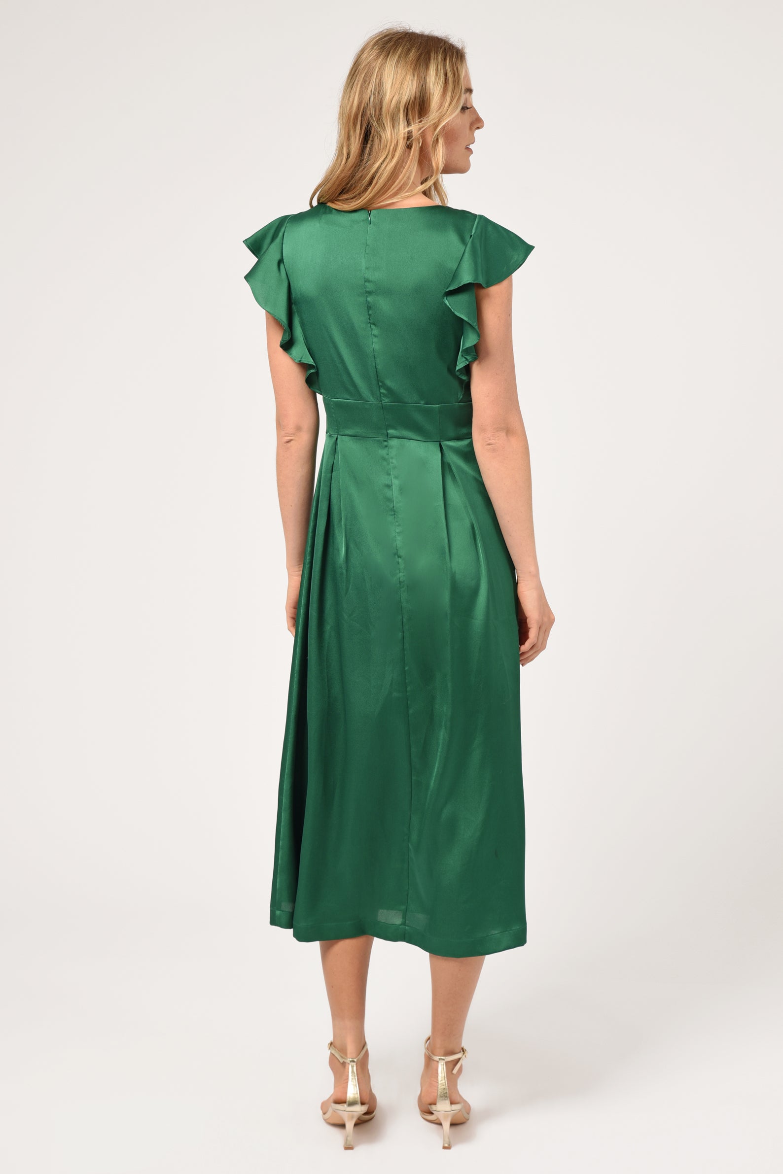 DIANA FLUTTER SLEEVE MIDI DRESS