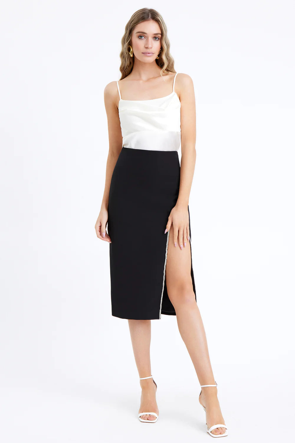 JULES CRYSTAL SLIT MIDI SKIRT