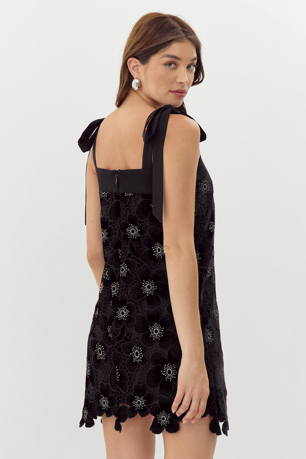 JOLENE CROCHET VELVET MINI DRESS