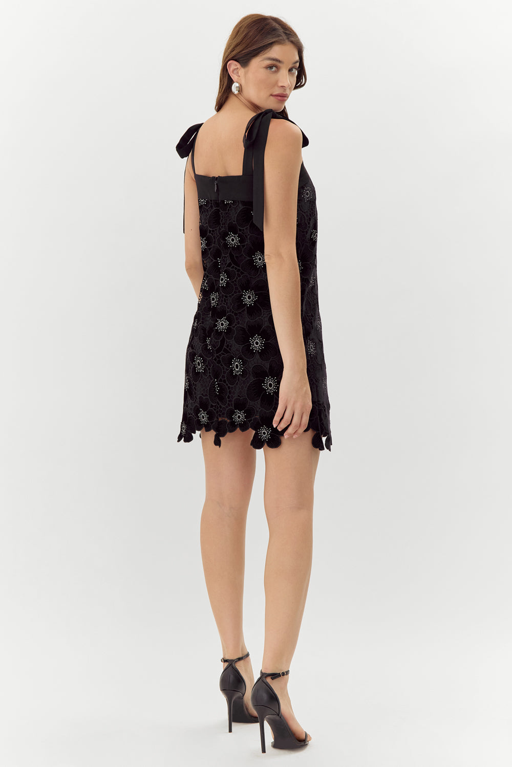 JOLENE CROCHET VELVET MINI DRESS