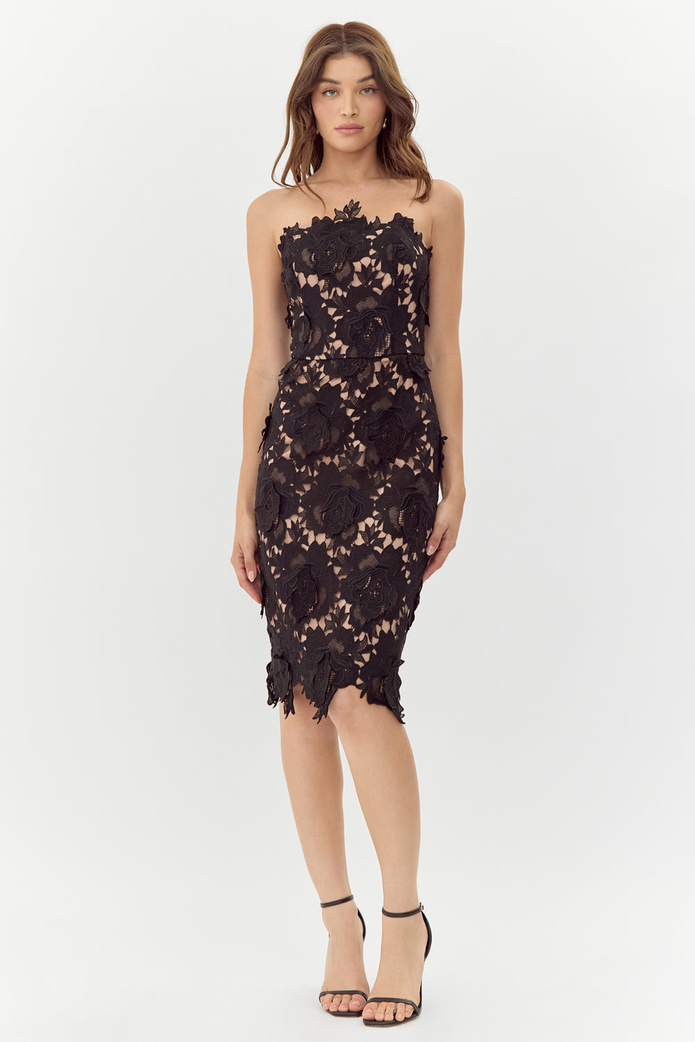 JADE WOVEN LACE TUBE DRESS - BLACK JADE WOVEN LACE TUBE DRESS - BLACK