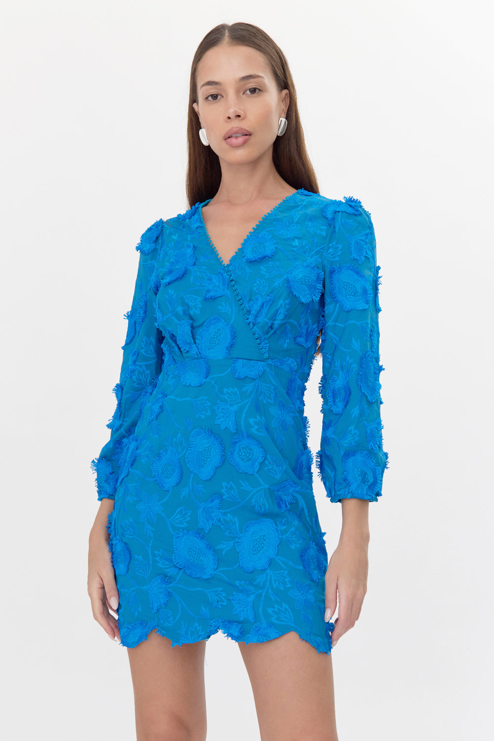 DANICA EMBROIDERED DRESS - BLUE