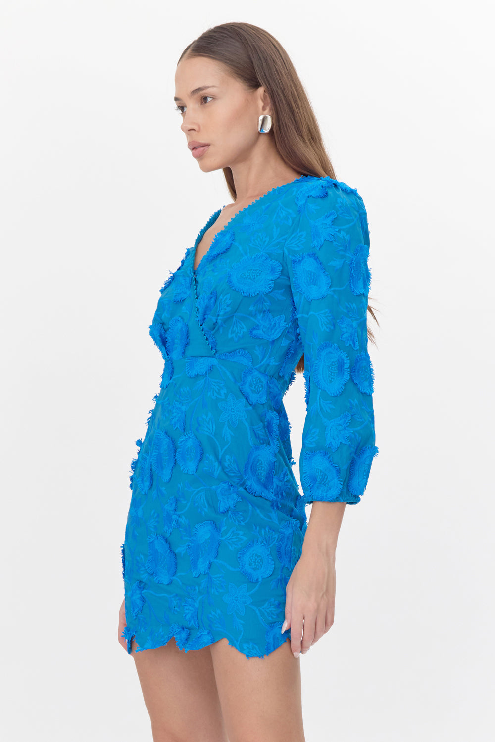 DANICA EMBROIDERED DRESS - BLUE