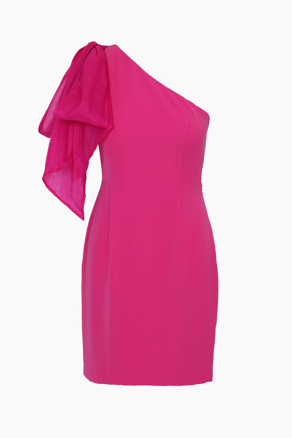 AVERY ONE SHOULDER TIE MINI DRESS - MAGENTA