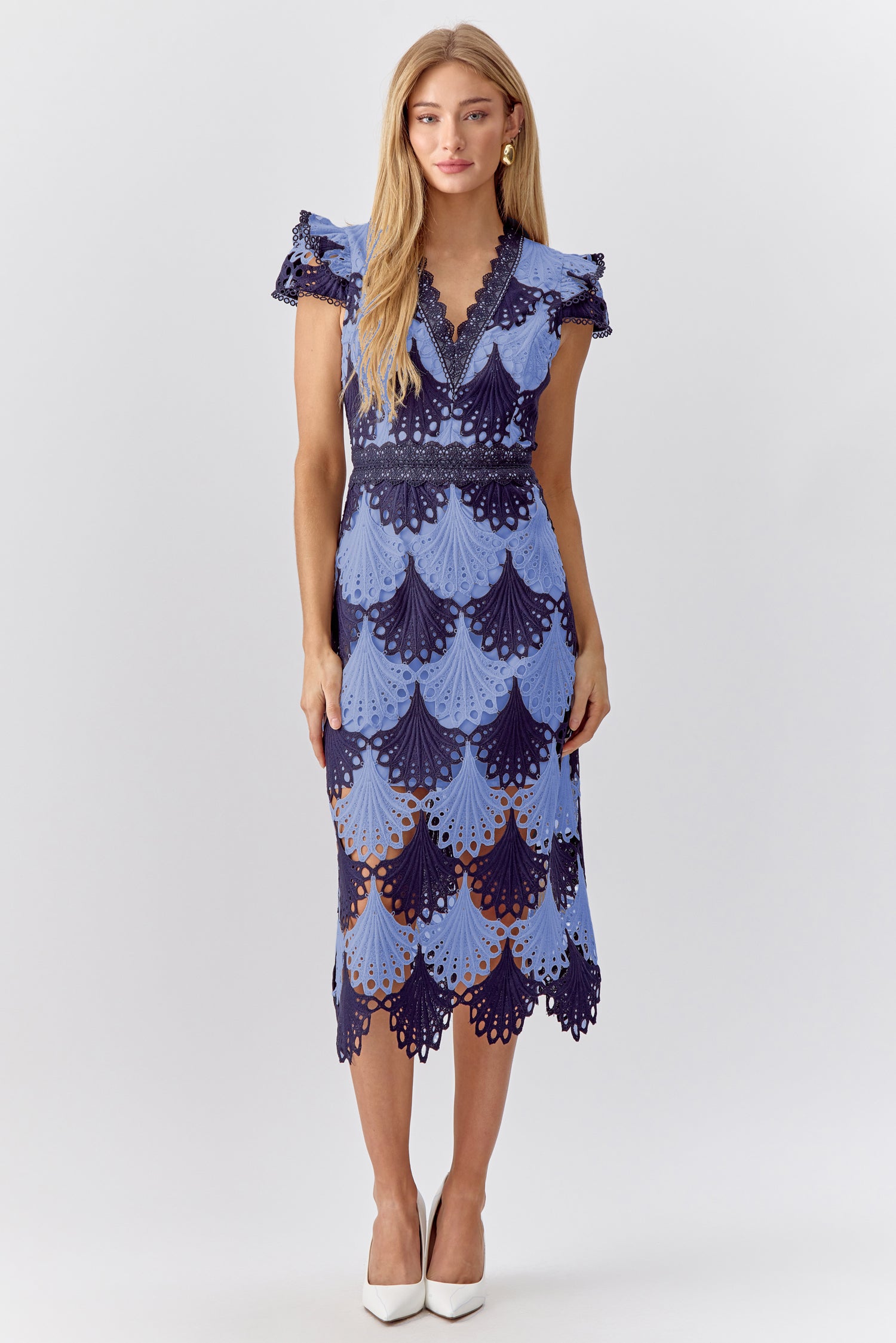 MIA CROCHET LACE MIDI DRESS