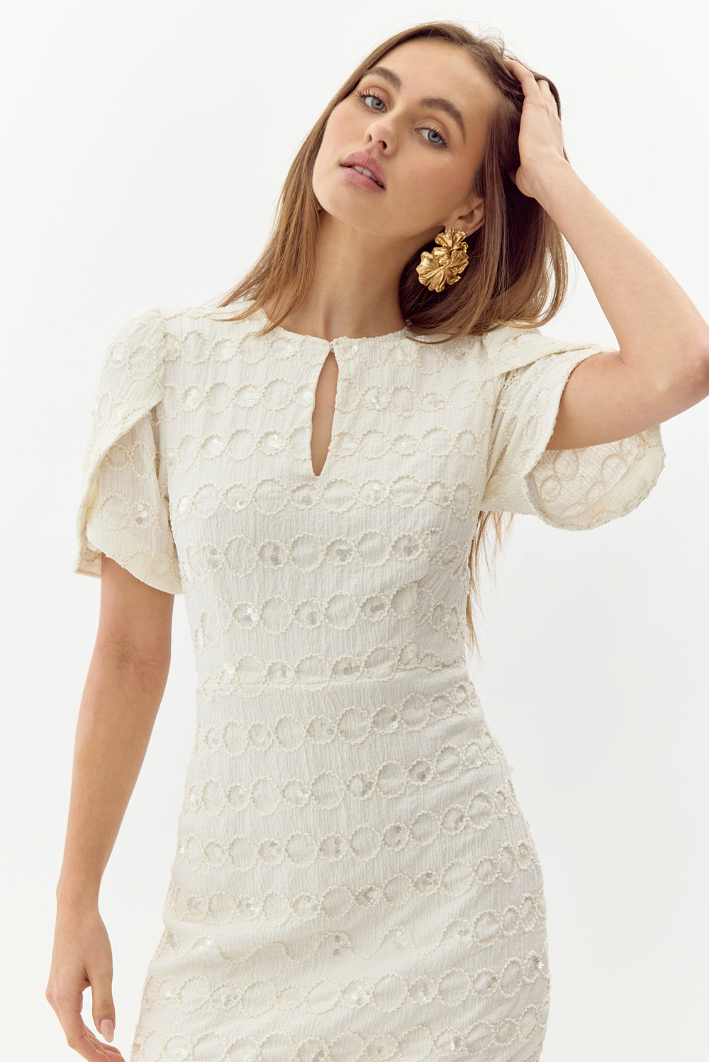 HARPER TEXTURED MINI DRESS - IVORY