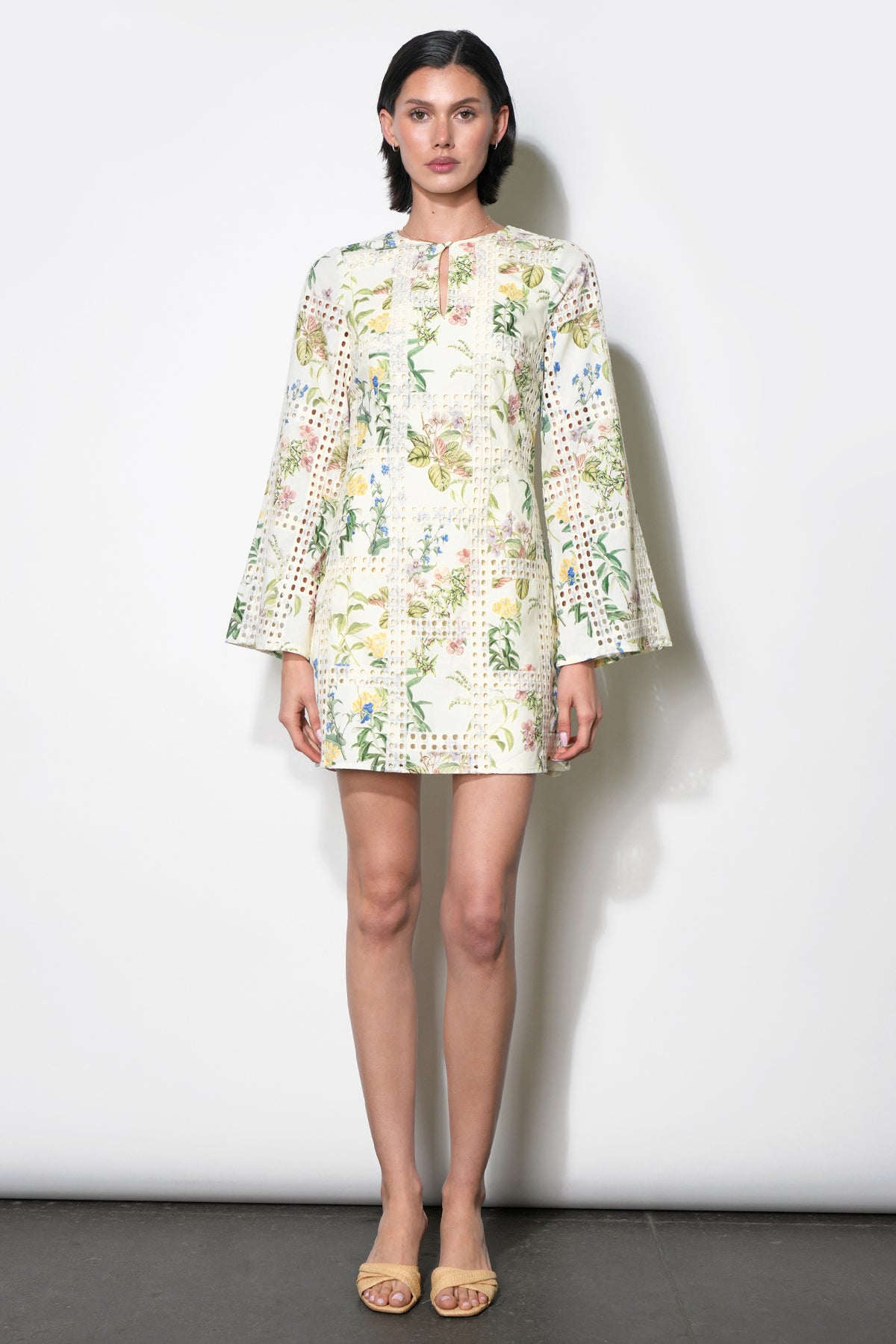 MARSHALL EMBROIDERY EYELET MINI DRESS