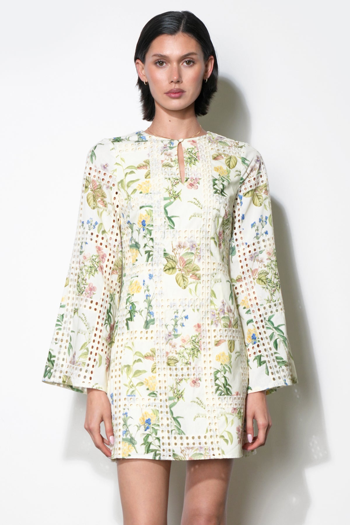 MARSHALL EMBROIDERY EYELET MINI DRESS