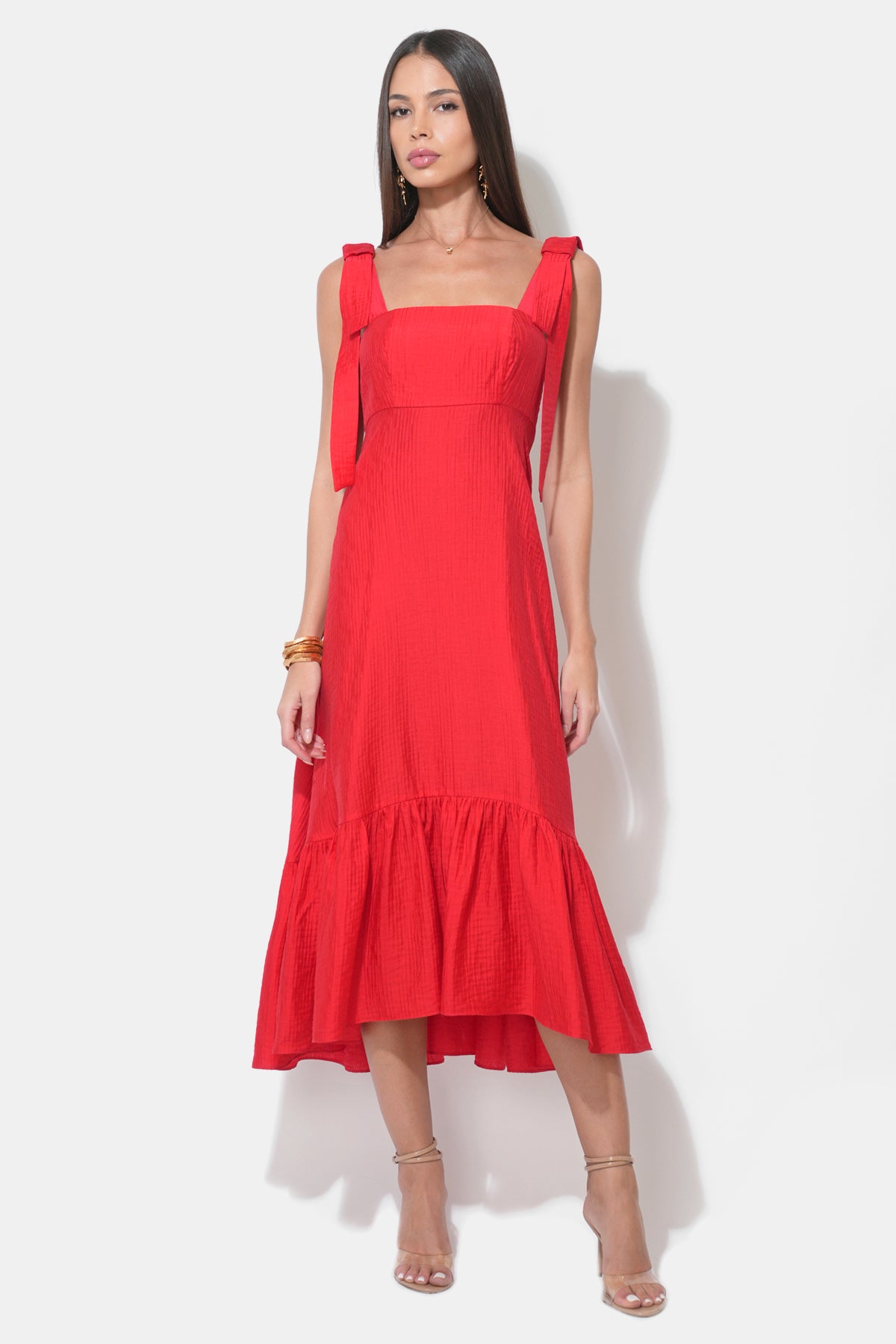 INGRID BOW STRAP MIDI DRESS