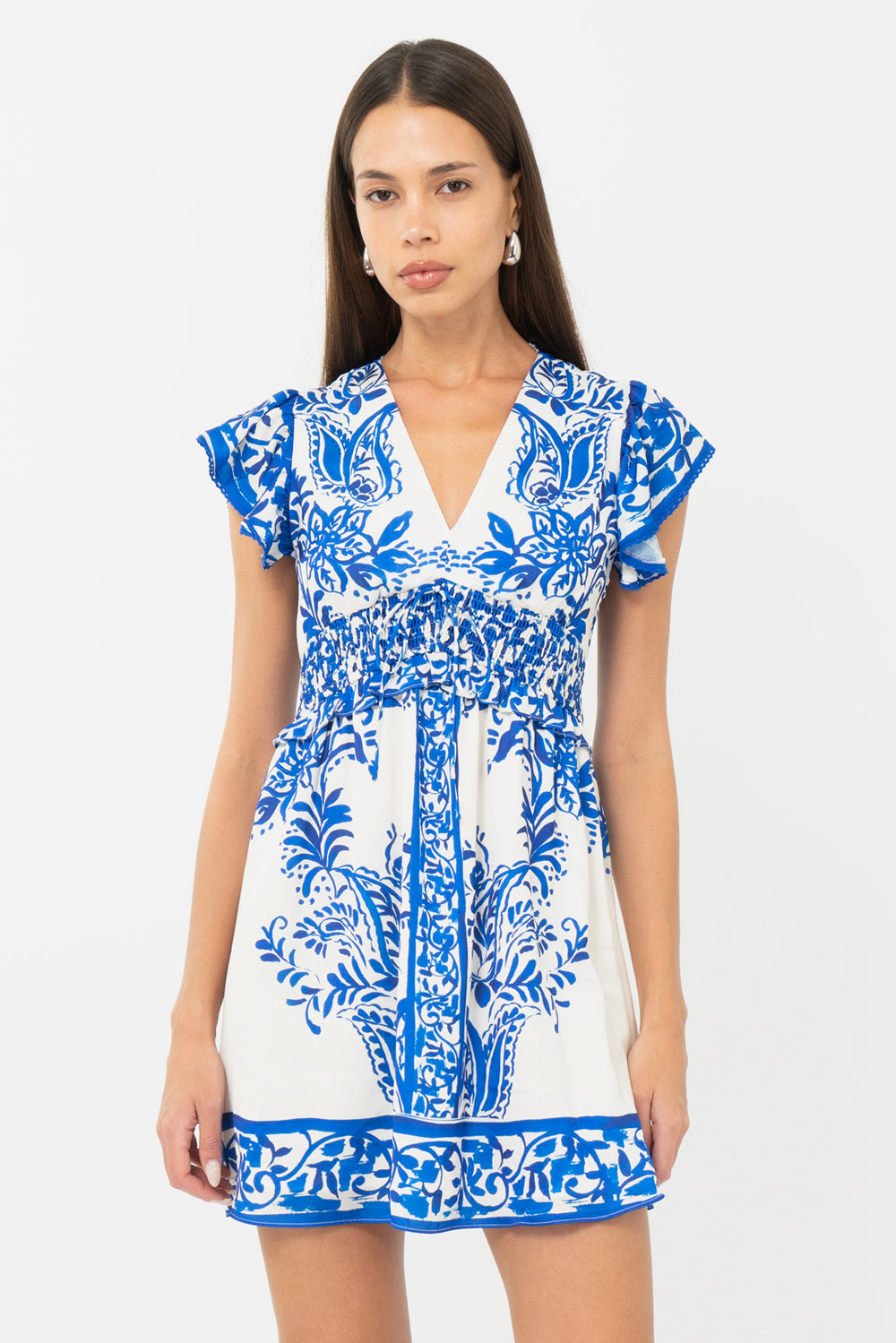 CATHY SMOCKED MINI DRESS