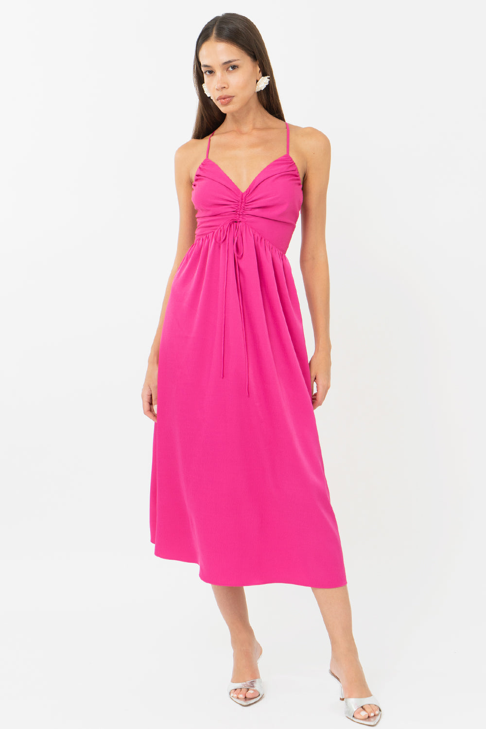 ELYSE RUCHED MIDI DRESS