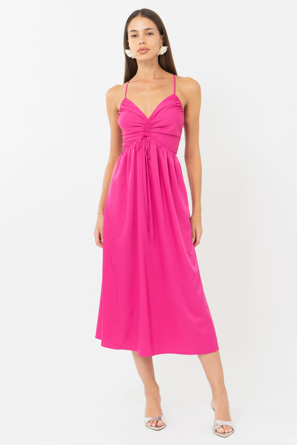 ELYSE RUCHED MIDI DRESS