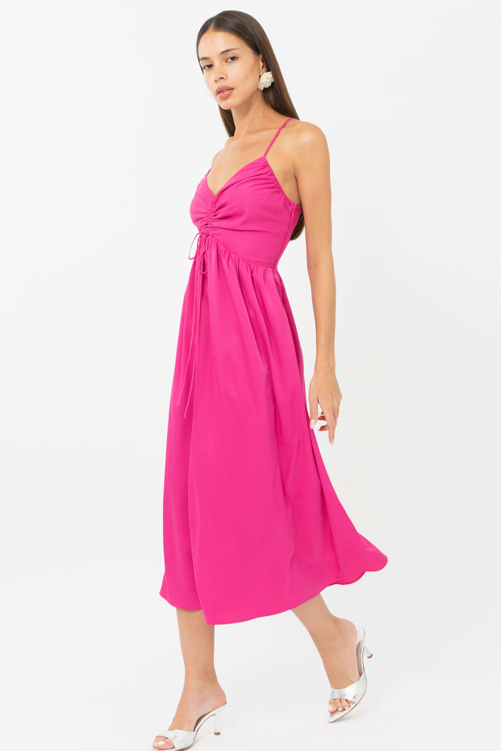ELYSE RUCHED MIDI DRESS