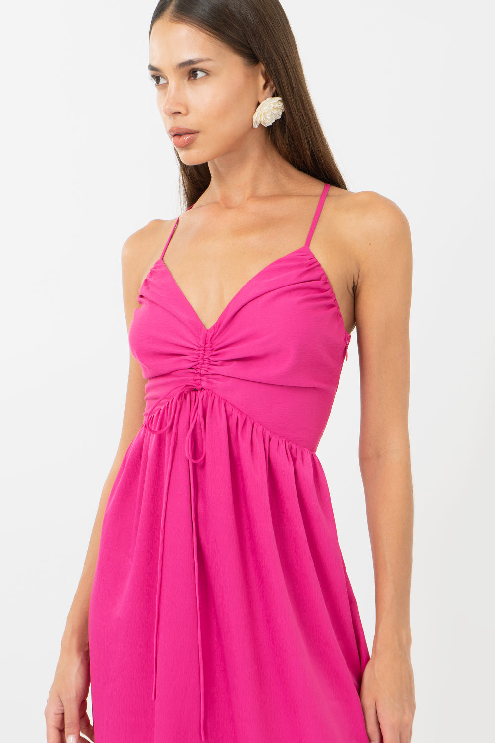 ELYSE RUCHED MIDI DRESS