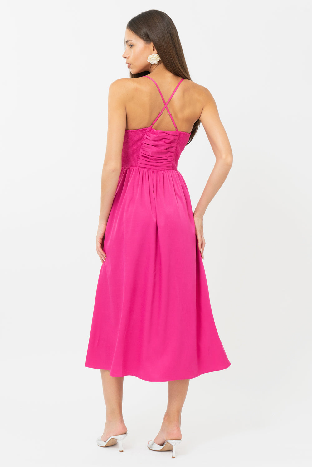 ELYSE RUCHED MIDI DRESS