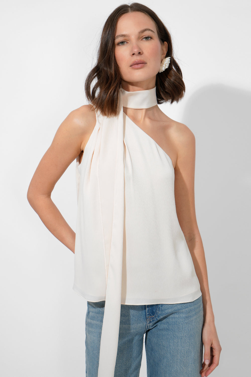 LISETTE SCARF ONE SHOULDER TOP
