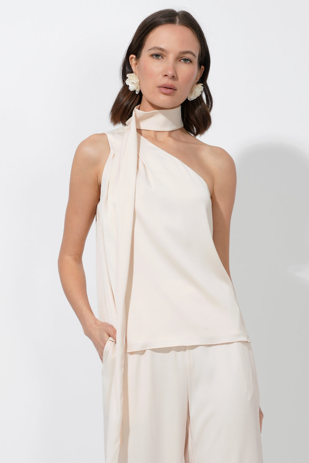 LISETTE SCARF ONE SHOULDER TOP