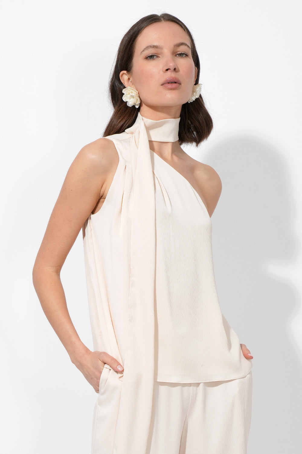 LISETTE SCARF ONE SHOULDER TOP
