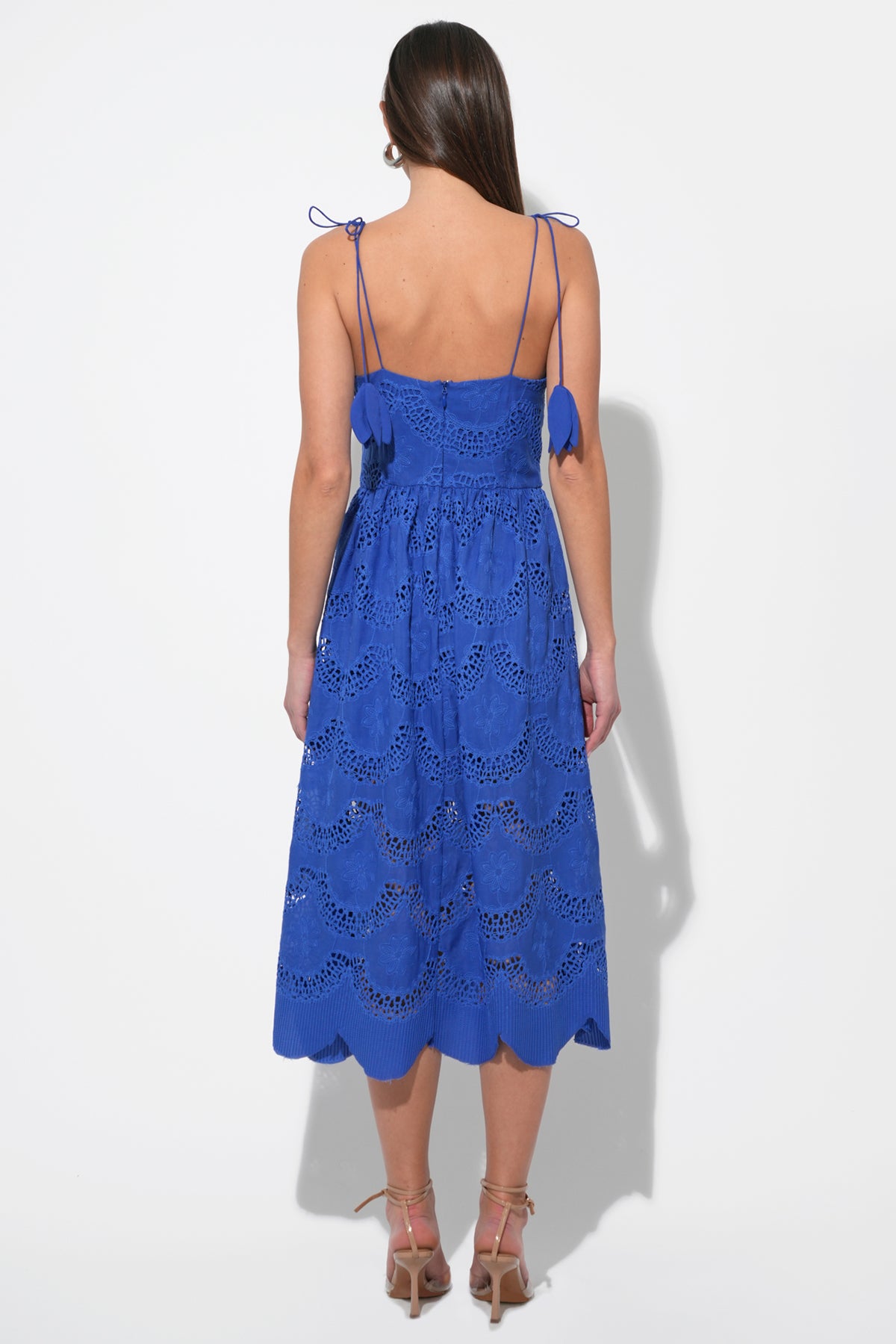 ALISHA SCALLOPED CROCHET MIDI DRESS