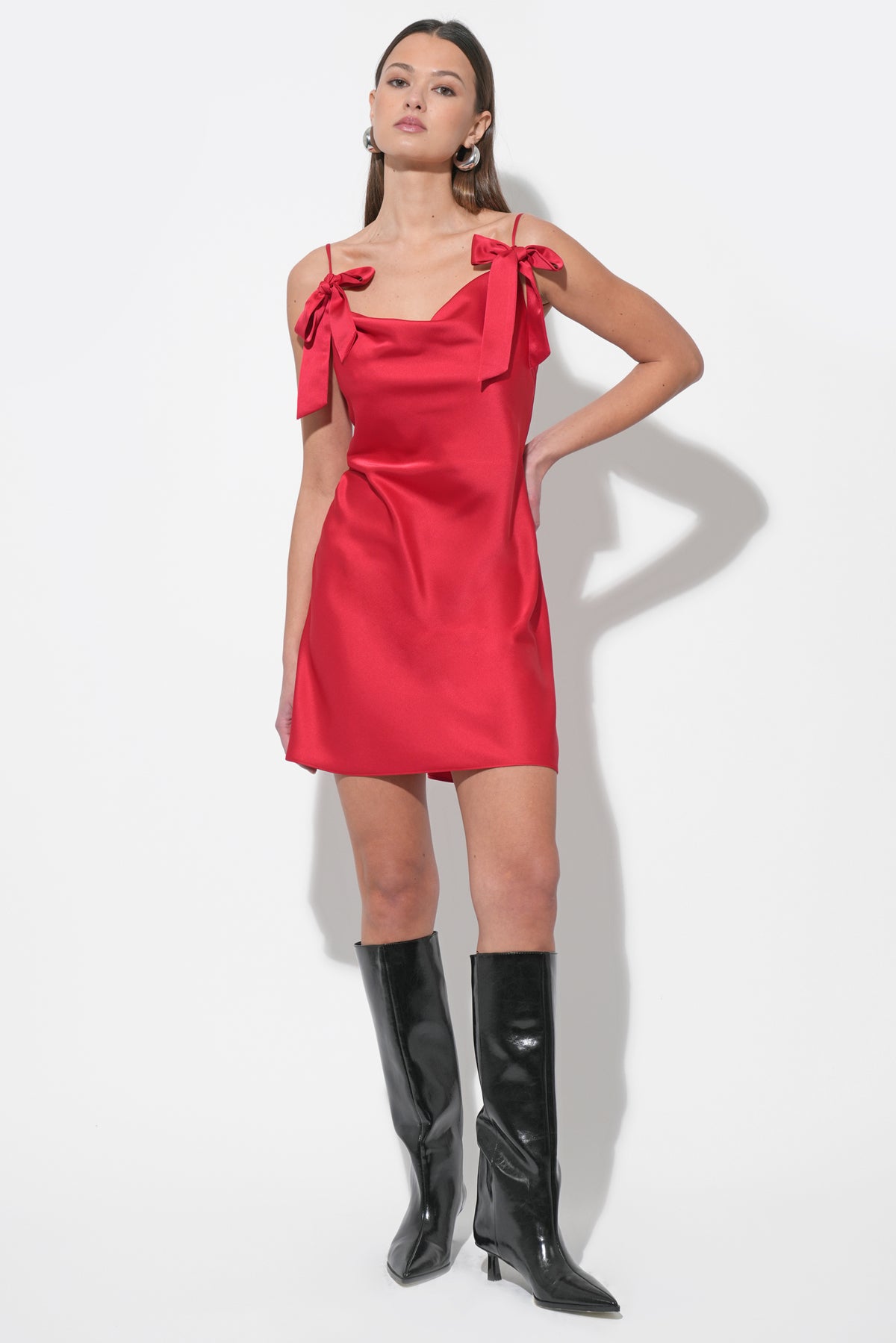 KIA SATIN BOW MINI DRESS