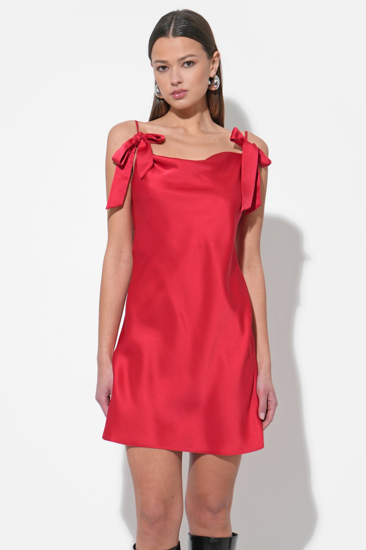 KIA SATIN BOW MINI DRESS