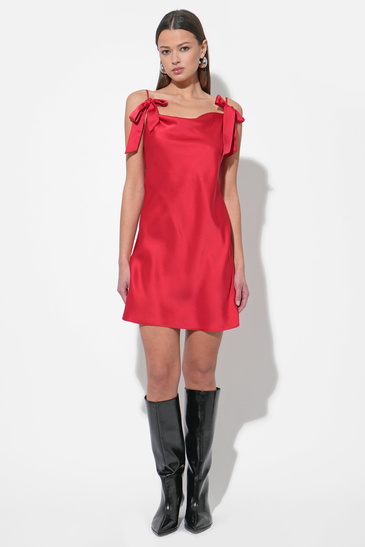 KIA SATIN BOW MINI DRESS