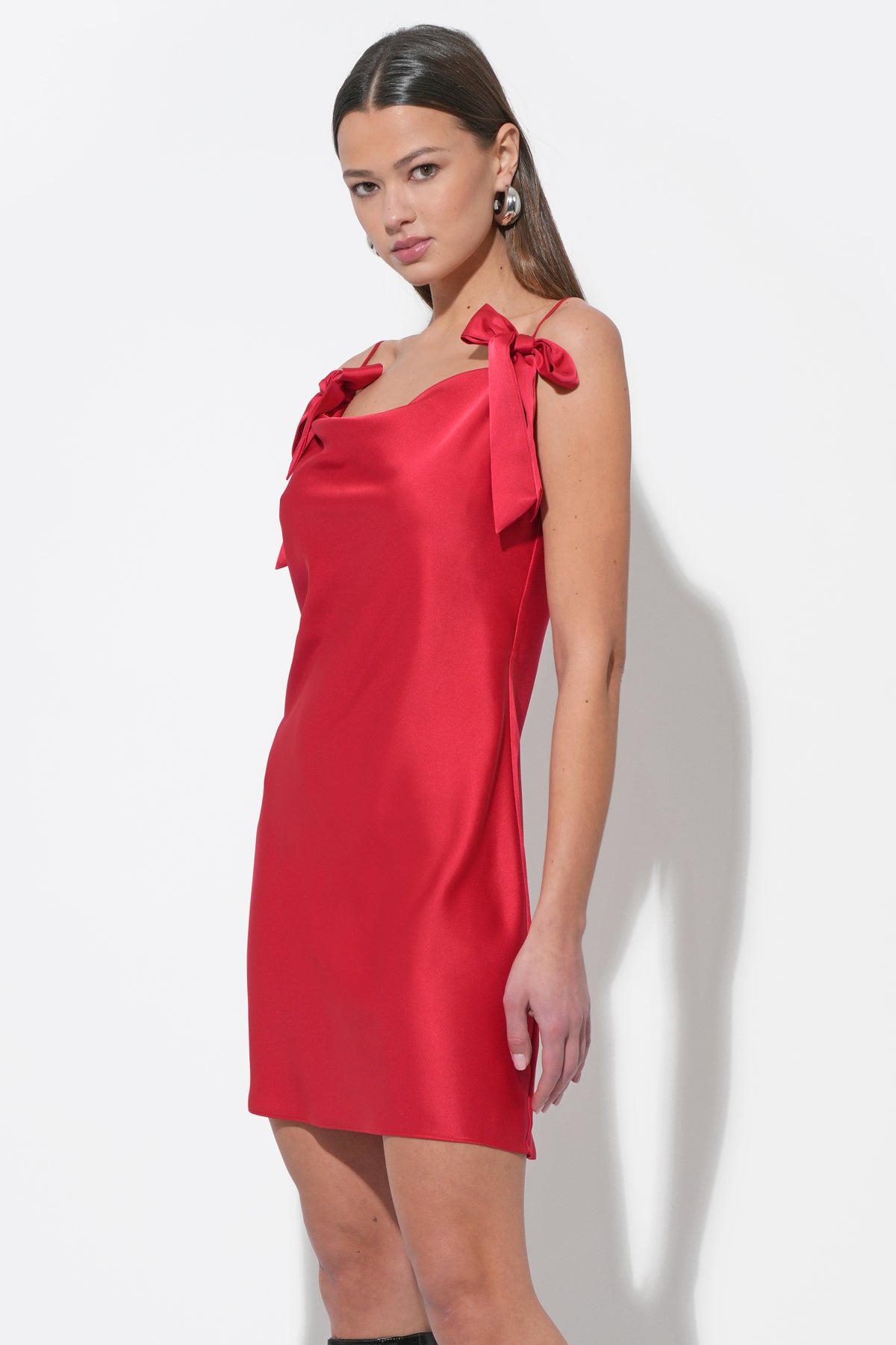 KIA SATIN BOW MINI DRESS