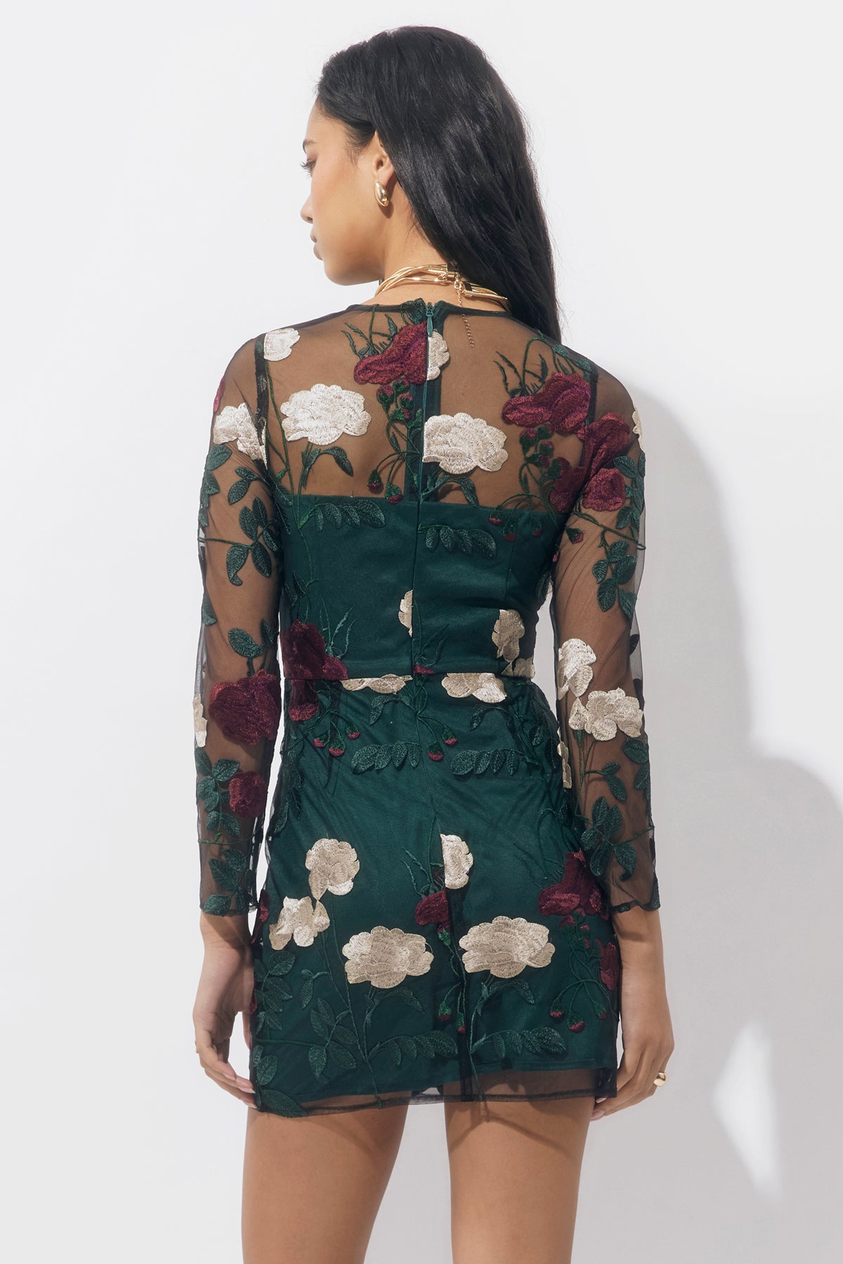 NOIA EMBROIDERED FLORAL MINI DRESS