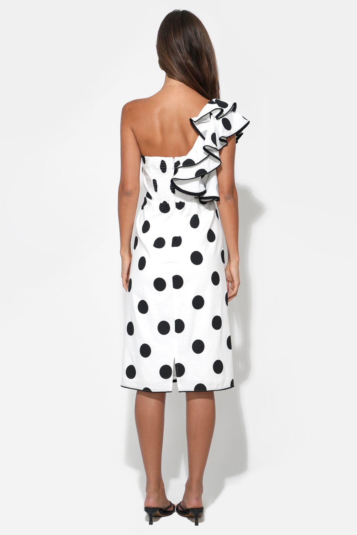 CAILYN ONE SHOULDER LINEN DRESS